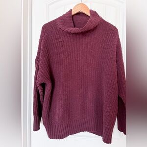 Aerie Sweater Women’s Plum Pullover Mock Neck Knit Oversized Sweater Size Medium